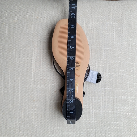 New! J.Crew sz 7.5 Black Leather Ankle-wrap thong sandal shoe rounded heel NWT - Picture 4 of 9